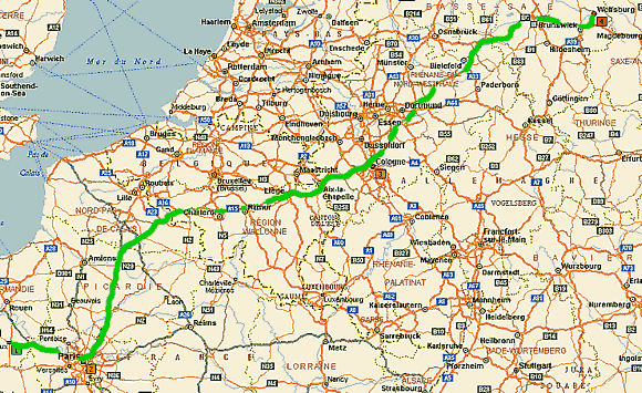 En vert, notre parcours.