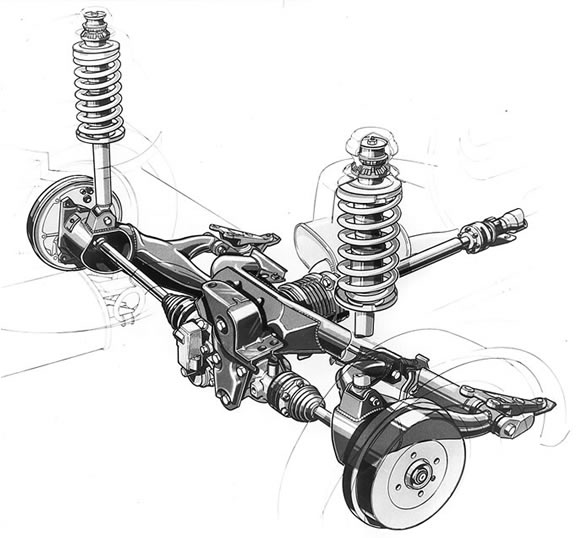 Le train arrière de la Golf Syncro est repris de celui de la Passat Syncro