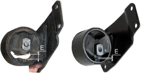 A gauche, le silentbloc d'origine (145.000km). A droite, le neuf. Entre les deux côtes E il y a environ 1 cm !