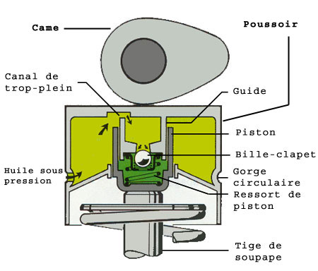 Vue en coupe de la came et du poussoir
